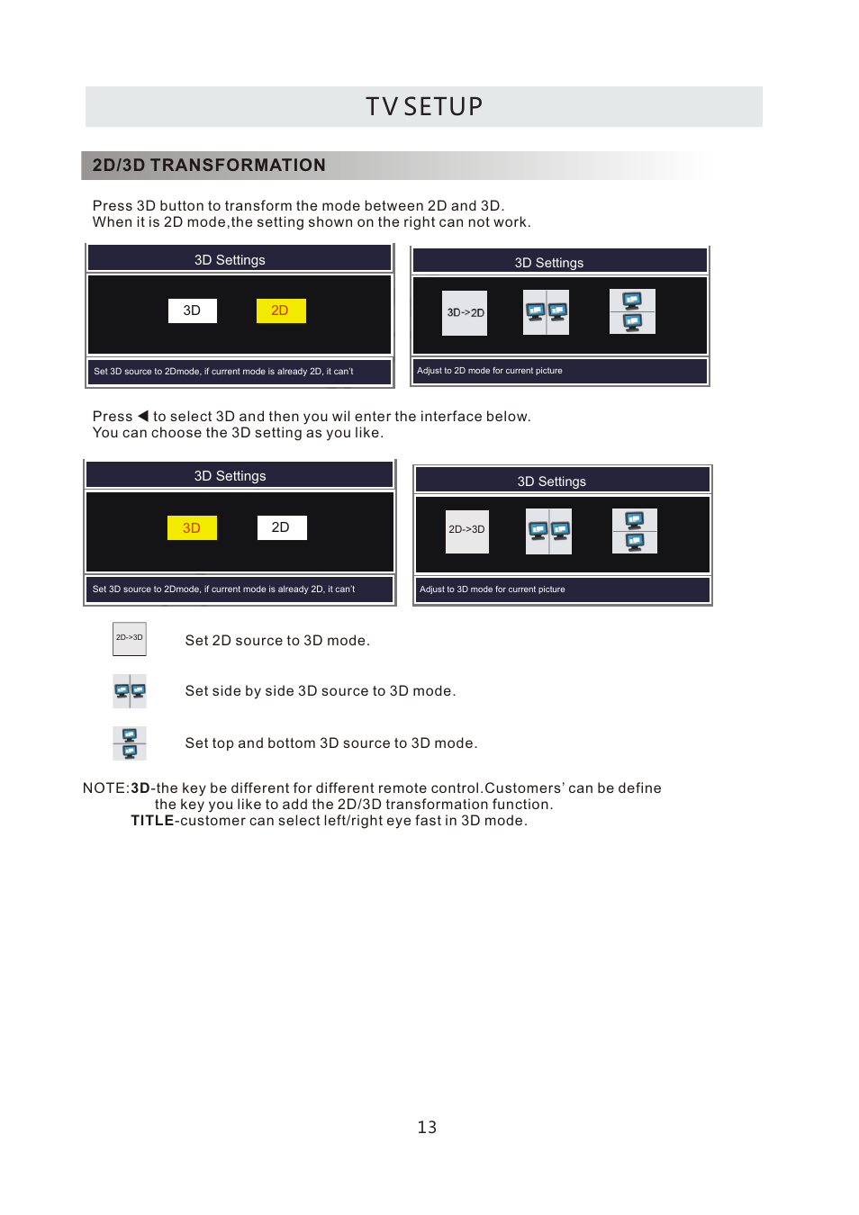 T v setup, 2d/3d transformation | Curtis LCD4299A User Manual | Page 16 / 38