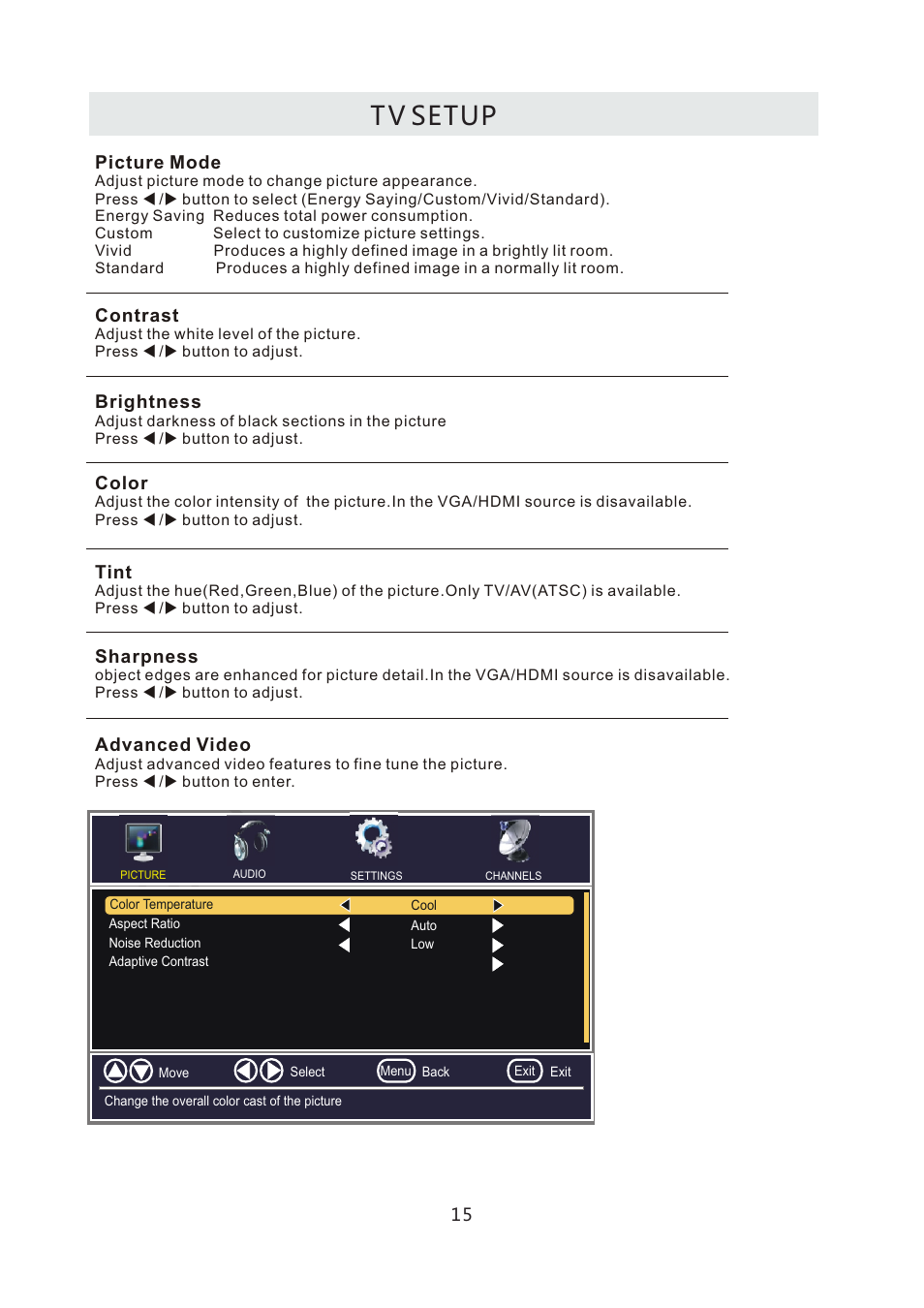 T v setup | Curtis LCD4299A User Manual | Page 18 / 38