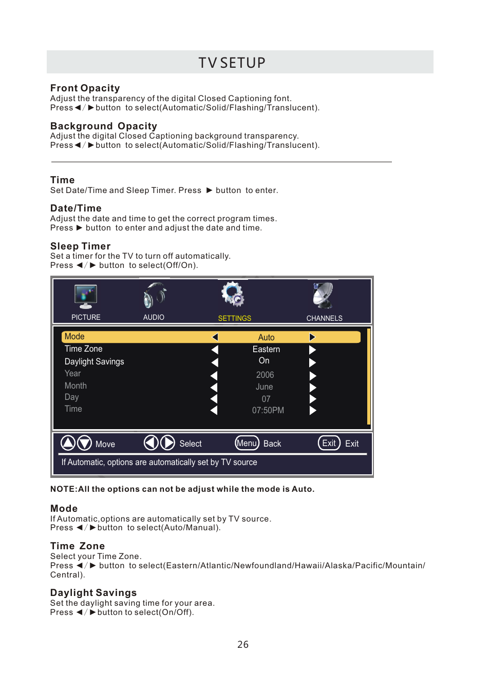 T v setup | Curtis LCD4299A User Manual | Page 29 / 38