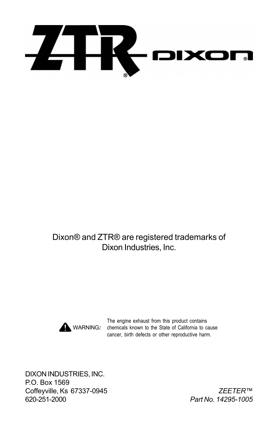 Dixon Zeeter Zero-Turn Riding Mower User Manual | Page 52 / 52