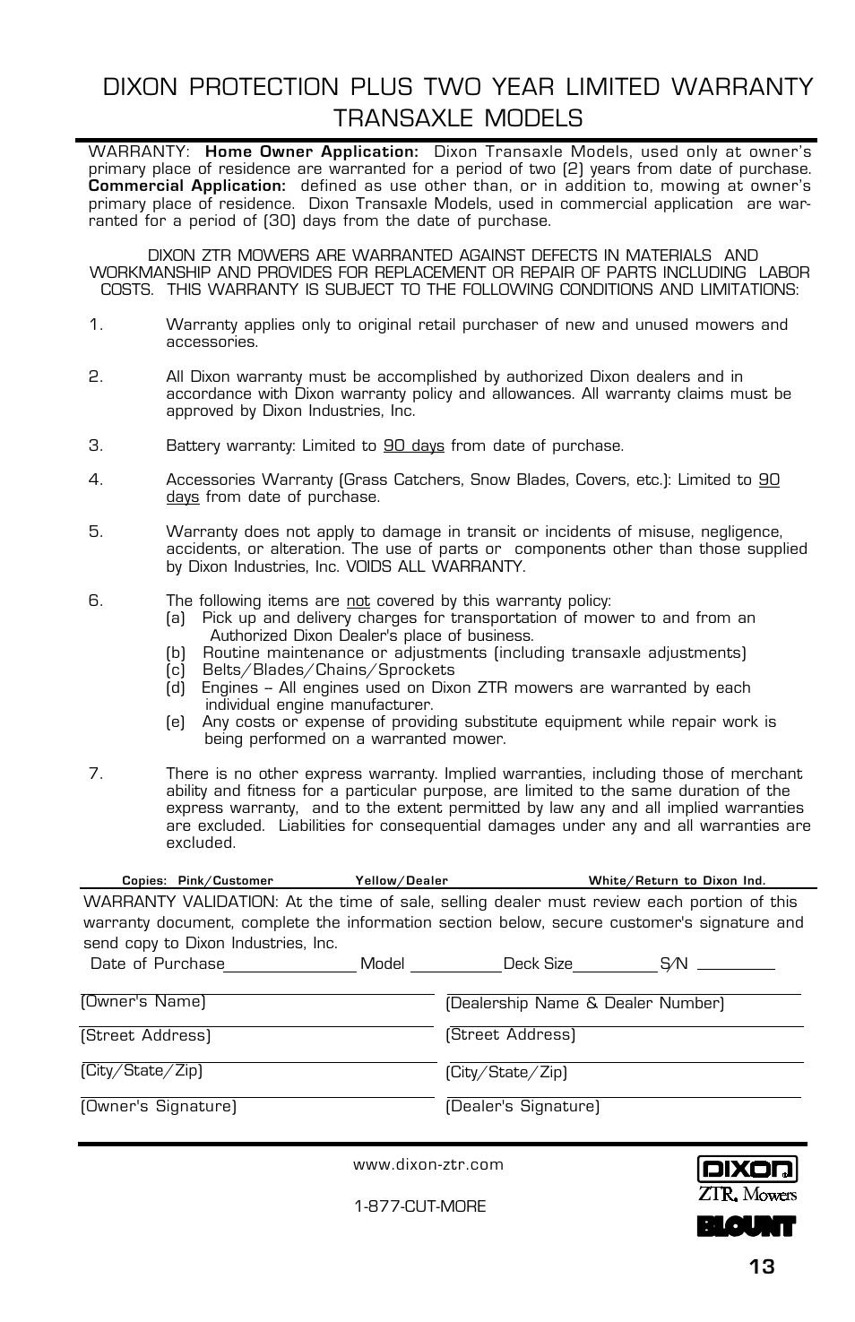 Dixon Zeeter 14186-0303 User Manual | Page 13 / 48