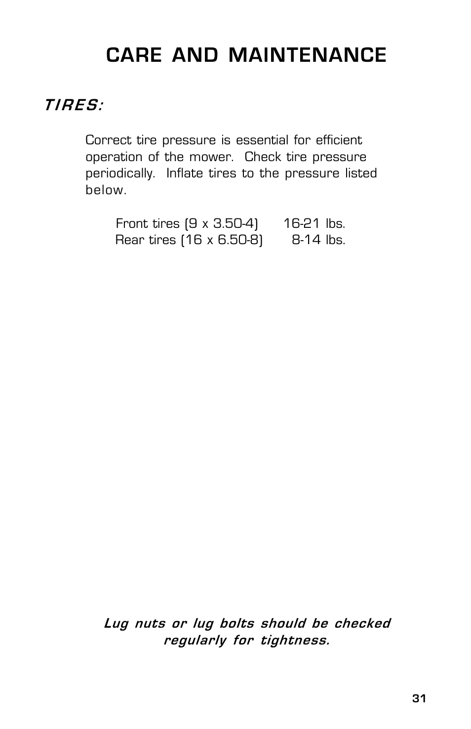 Care and maintenance | Dixon Zeeter 14186-0303 User Manual | Page 31 / 48