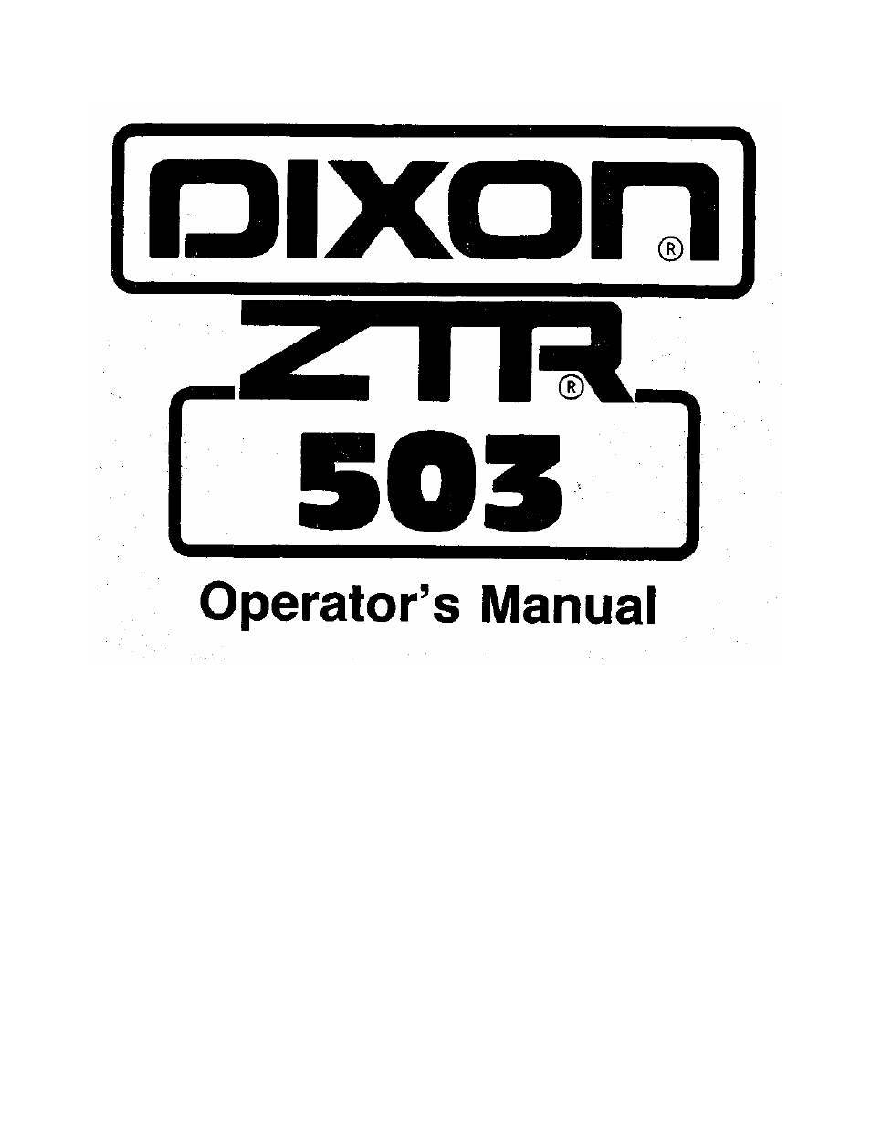 Dixon 503 User Manual | 33 pages