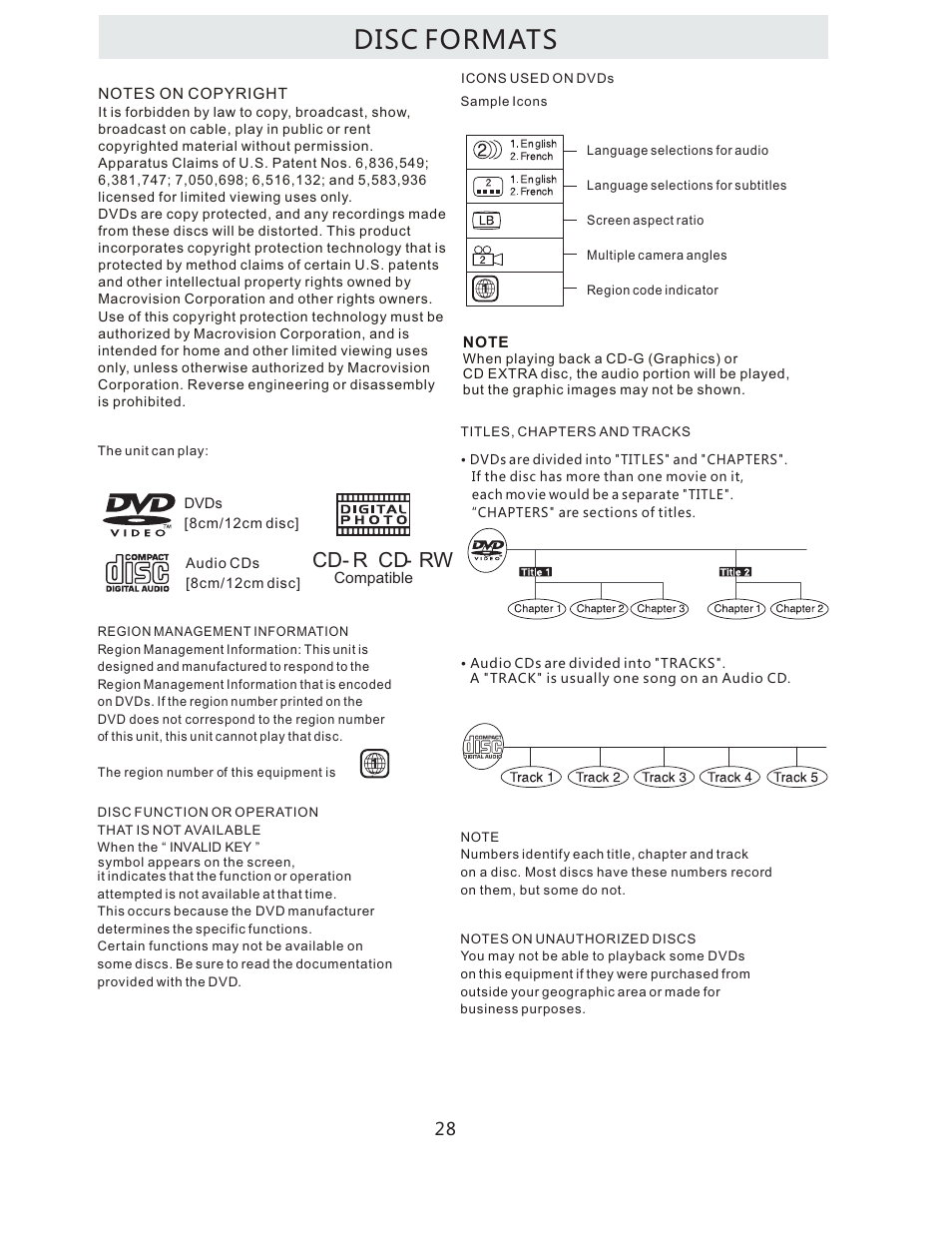 Disc formats, Cd r cd rw | Curtis LCDVD322A User Manual | Page 31 / 45