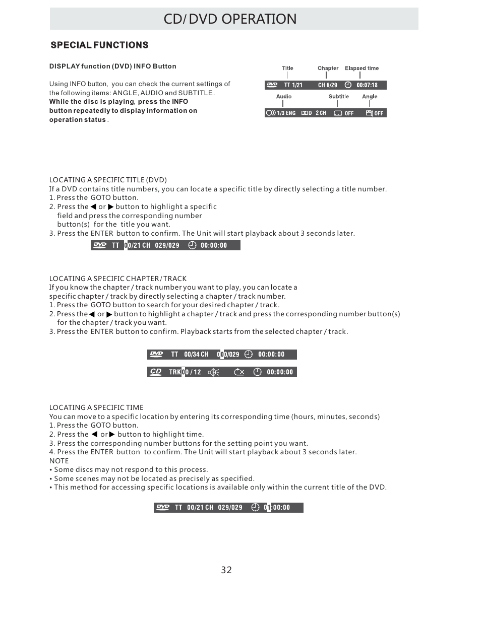 Cd dvd operation | Curtis LCDVD322A User Manual | Page 35 / 45