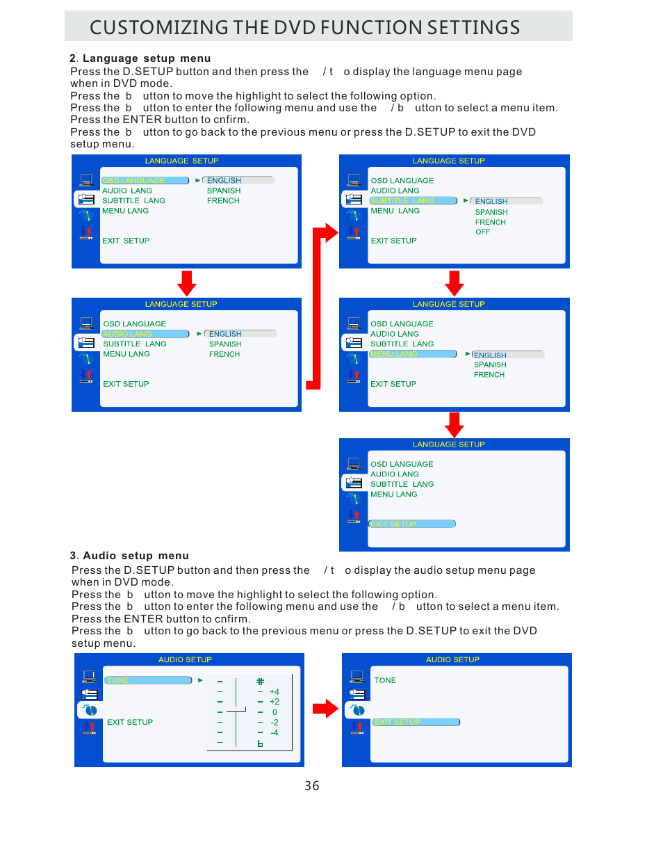 Customizing the dvd function settings | Curtis LCDVD322A User Manual | Page 39 / 45