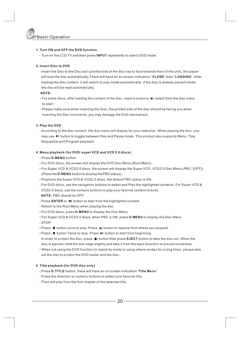 页 21, Basic operation | Curtis LCDVD326A-2 User Manual | Page 21 / 36