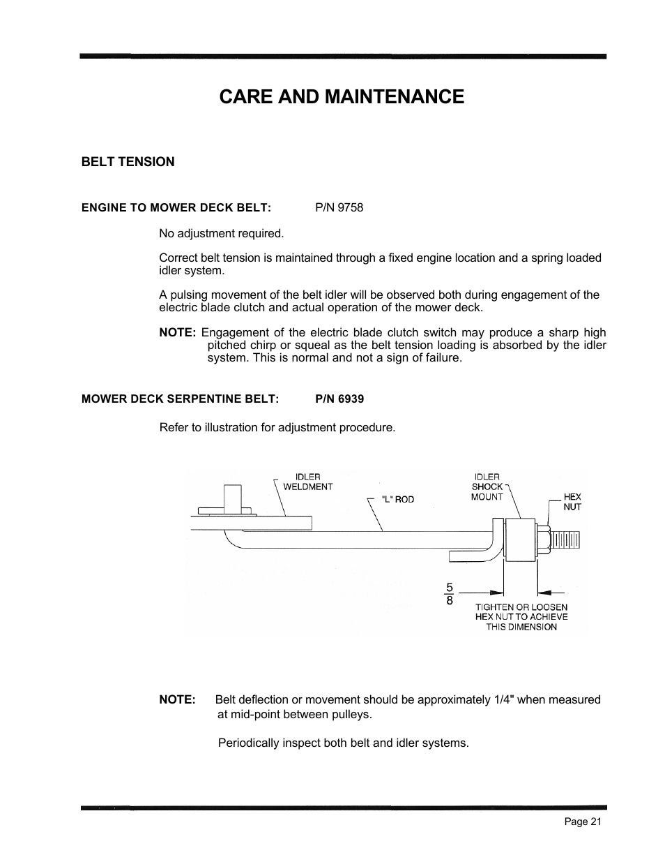 Care and maintenance | Dixon 6601 Series User Manual | Page 24 / 50