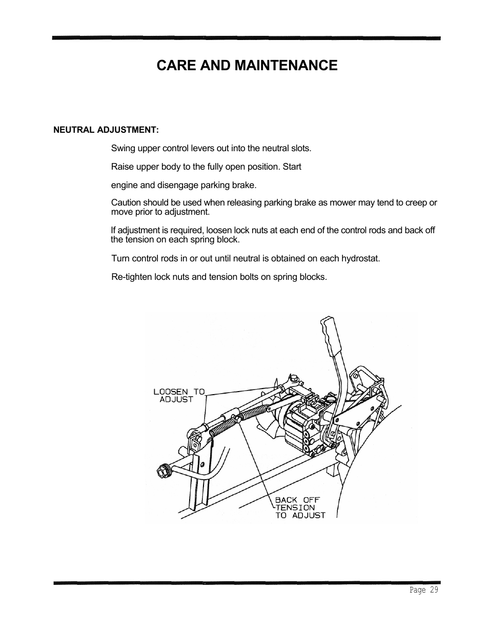 Care and maintenance | Dixon 6601 Series User Manual | Page 32 / 50