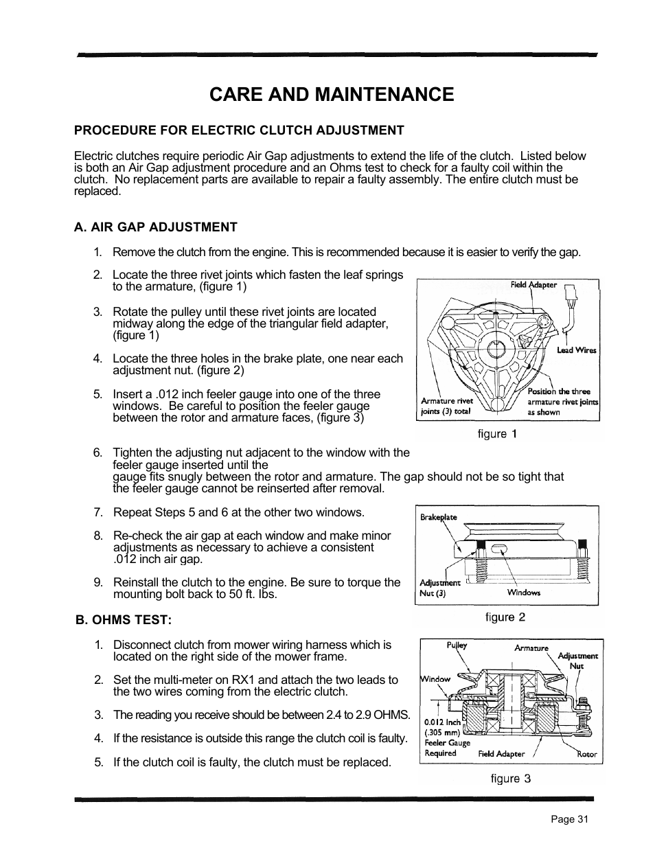 Care and maintenance | Dixon 6601 Series User Manual | Page 34 / 50