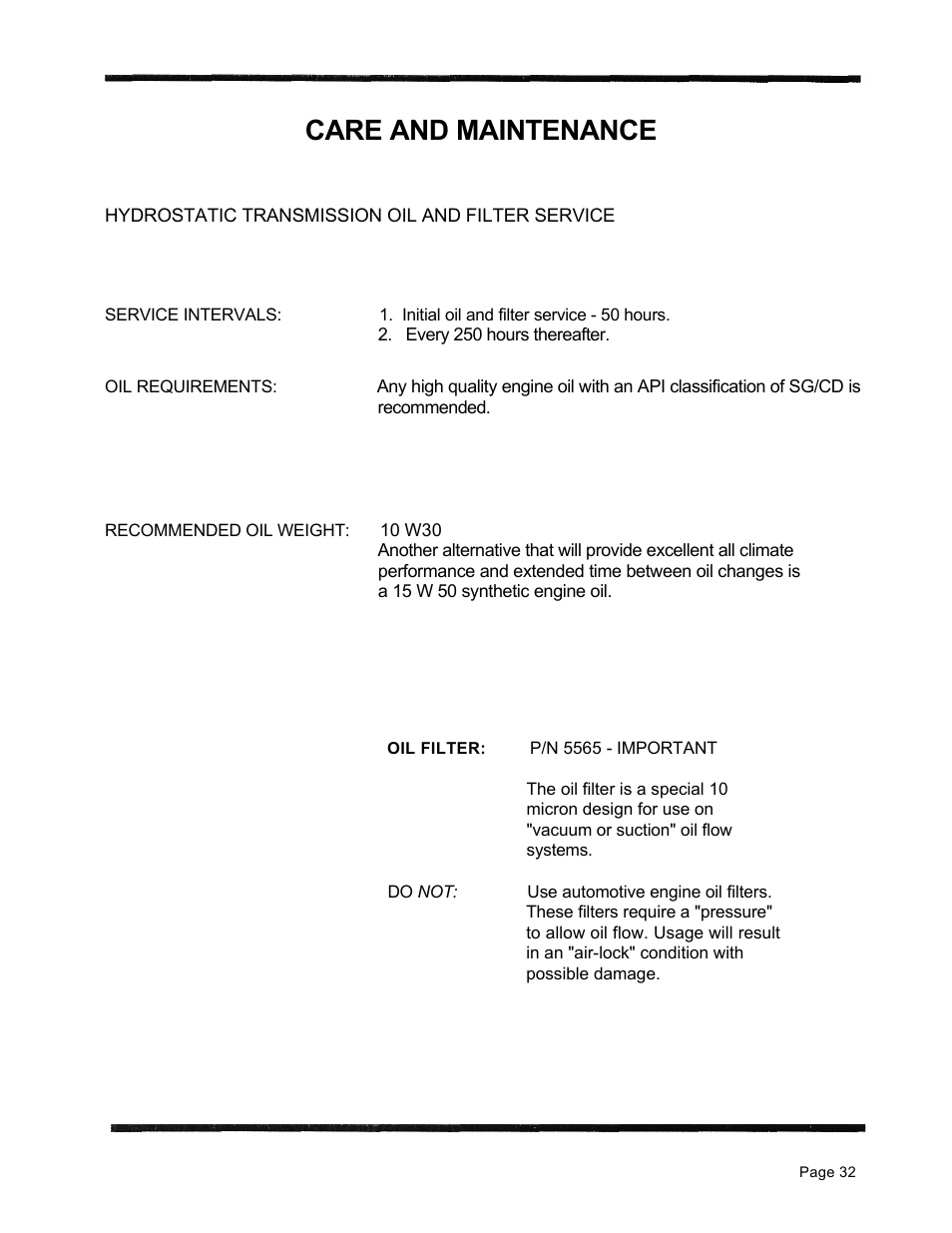 Care and maintenance | Dixon 6601 Series User Manual | Page 35 / 50