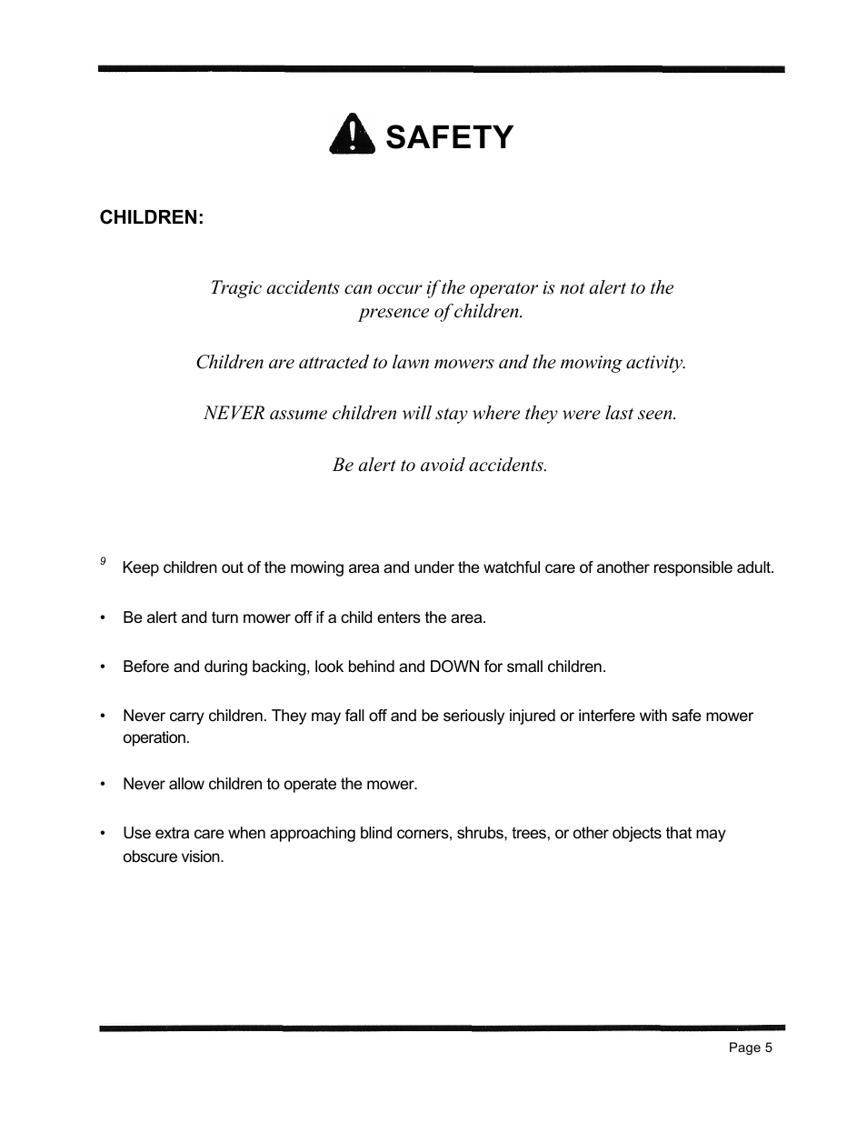 Safety | Dixon 6601 Series User Manual | Page 8 / 50