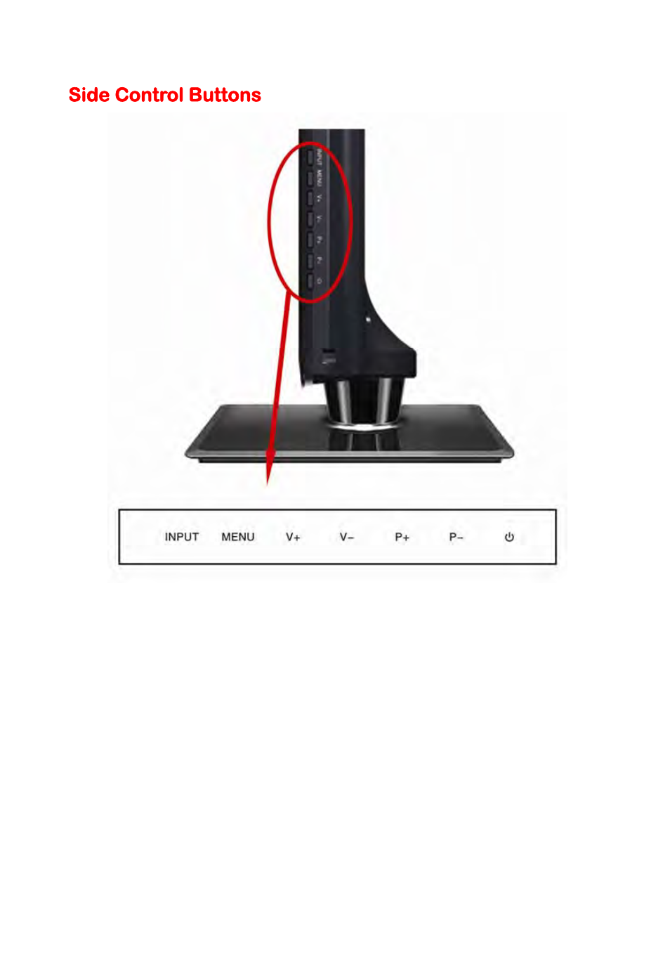 Side control buttons | Curtis LED2400A User Manual | Page 9 / 38