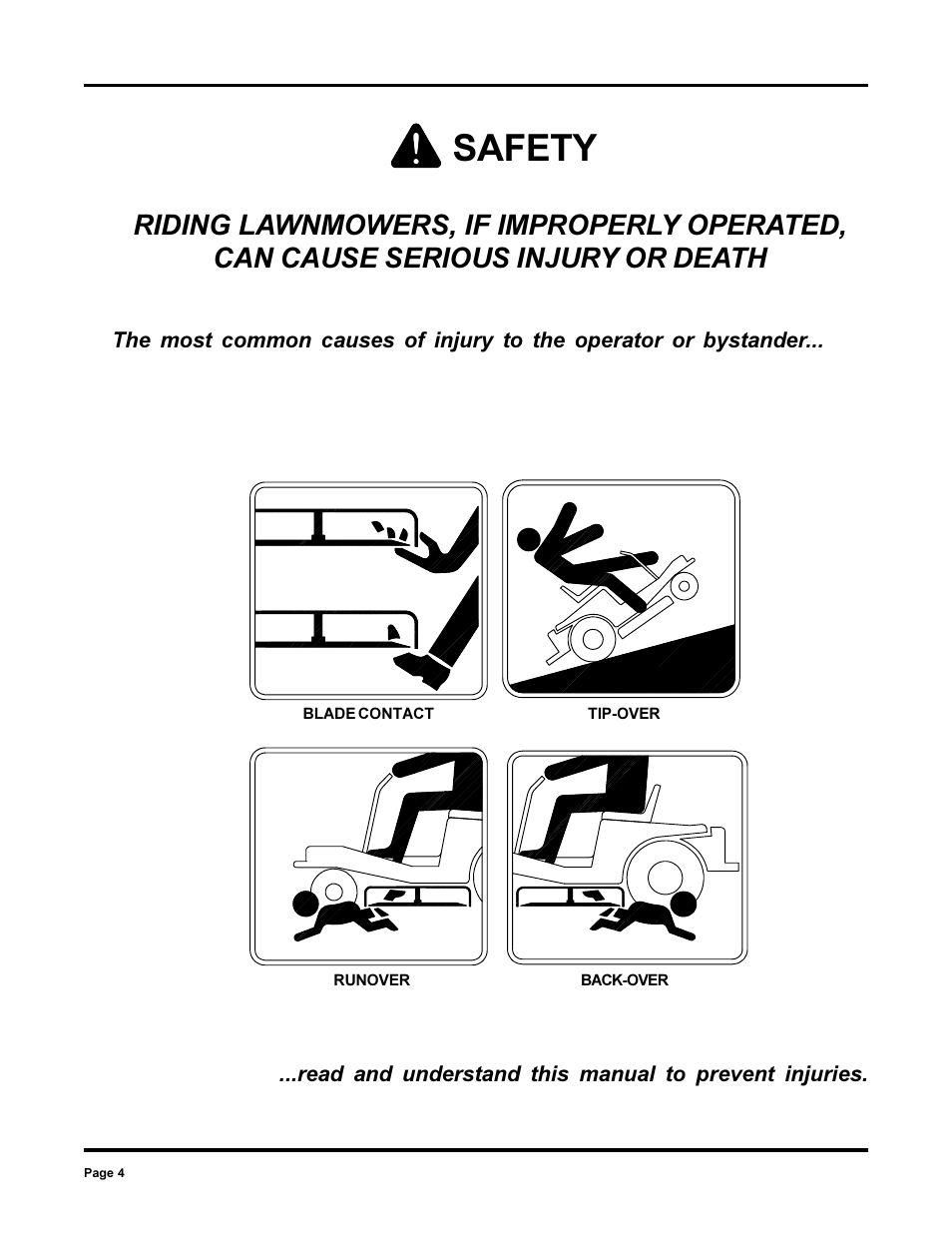 Safety | Dixon 13090-0700 User Manual | Page 4 / 40