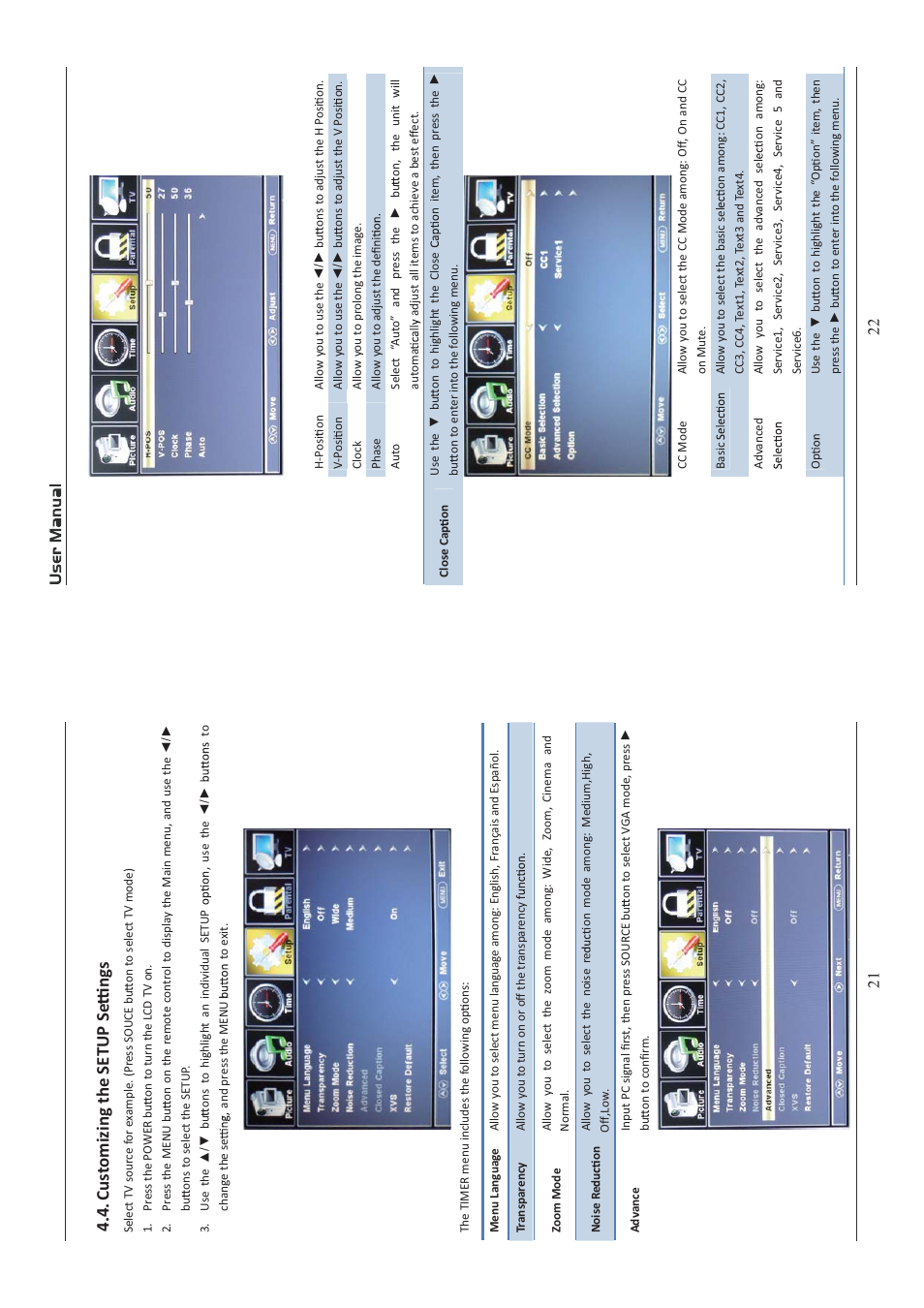 Cus tomizing the setup se ngs 4.4 | Curtis LEDVD1945A User Manual | Page 12 / 23