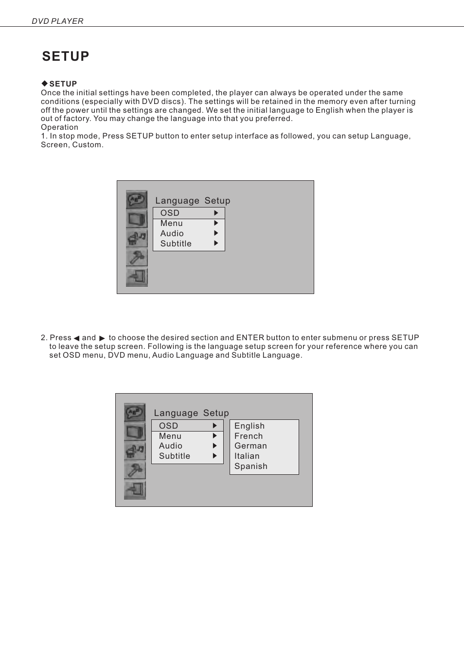 Setup | Curtis LEDVD2488A User Manual | Page 38 / 47