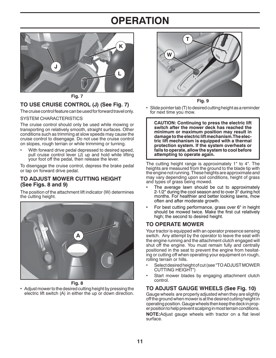 Operation | Dixon 434722 User Manual | Page 11 / 30