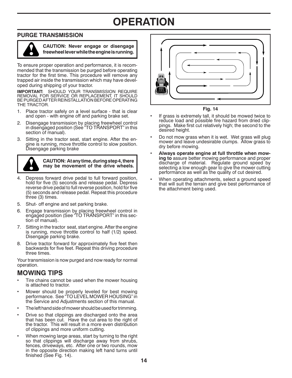 Operation, Mowing tips | Dixon 434722 User Manual | Page 14 / 30