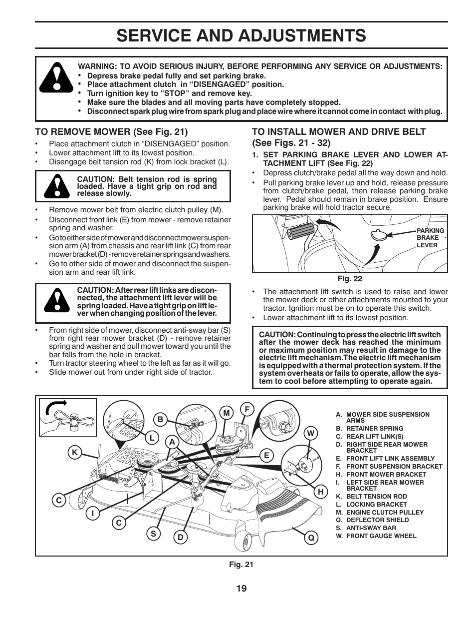 Untitled, Service and adjustments | Dixon 434722 User Manual | Page 19 / 30