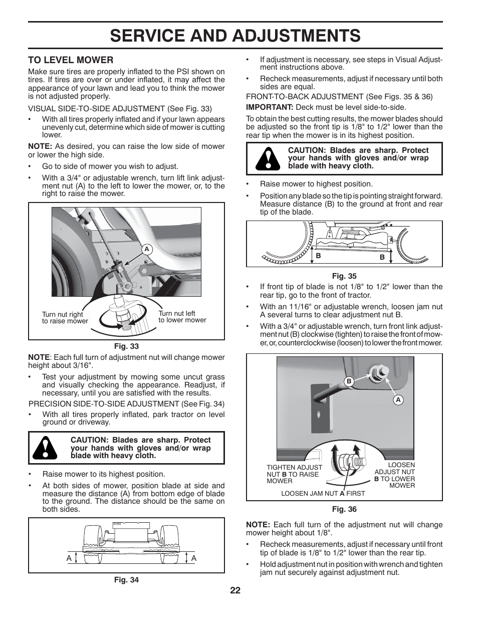 Service and adjustments | Dixon 434722 User Manual | Page 22 / 30
