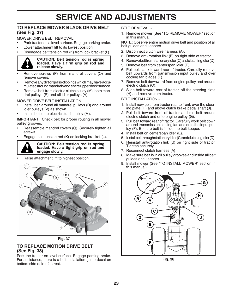 Service and adjustments | Dixon 434722 User Manual | Page 23 / 30