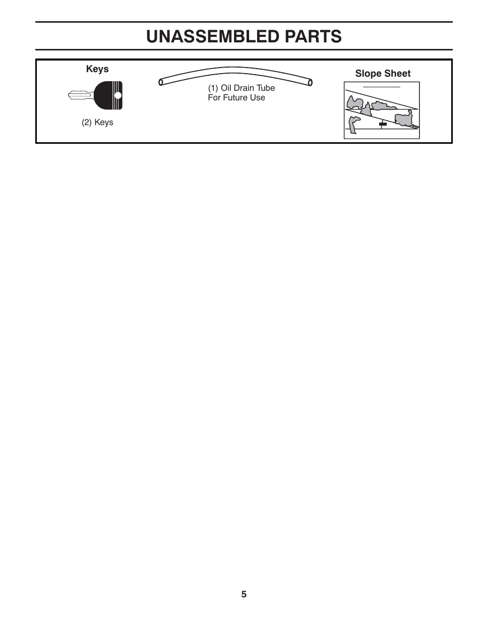 Unassembled parts | Dixon 434722 User Manual | Page 5 / 30
