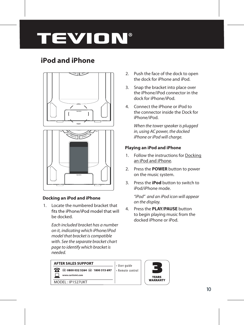 Ipod and iphone | Curtis IP1527UKT User Manual | Page 12 / 18