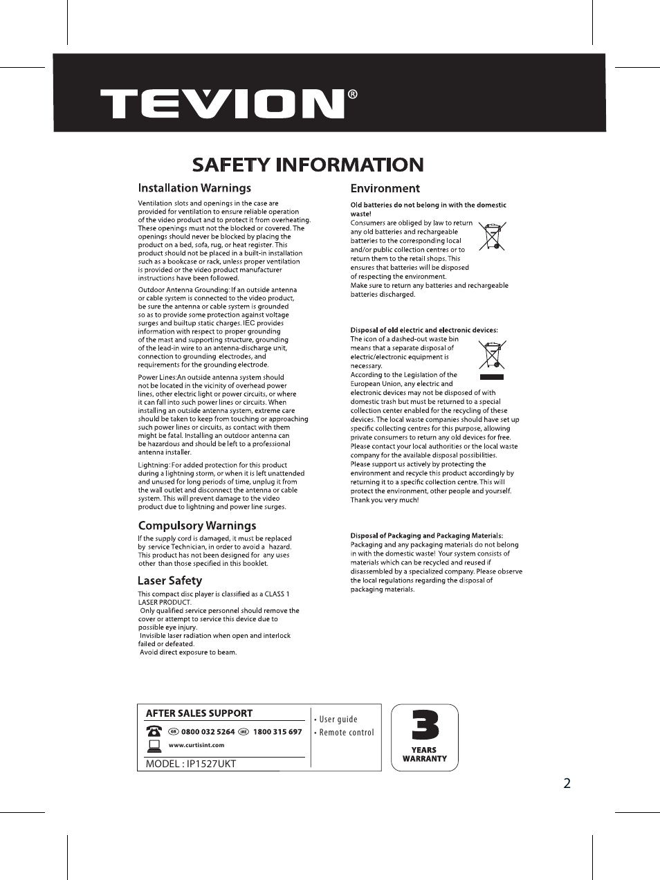 Curtis IP1527UKT User Manual | Page 4 / 18