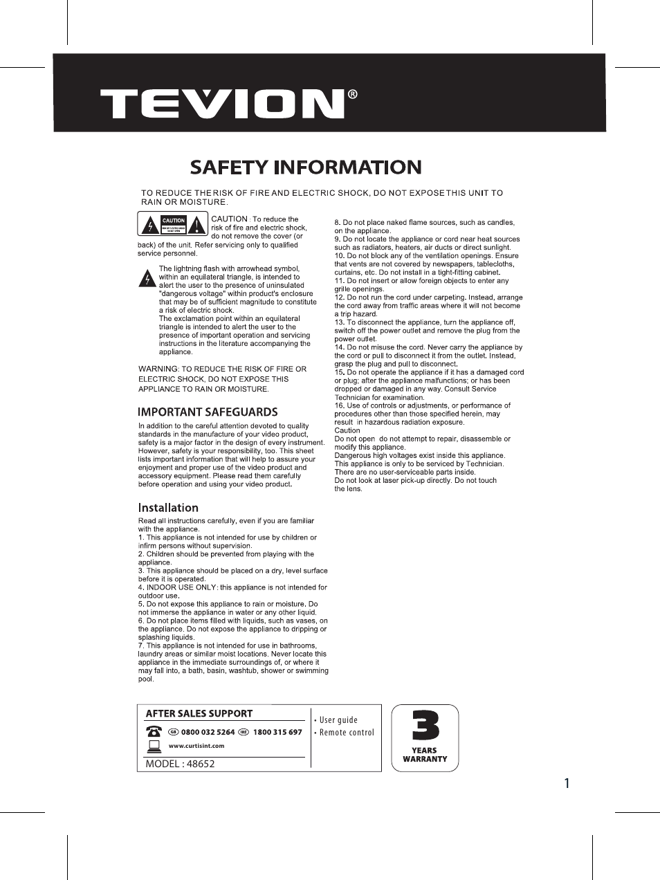 Curtis IP320UKT User Manual | Page 3 / 16