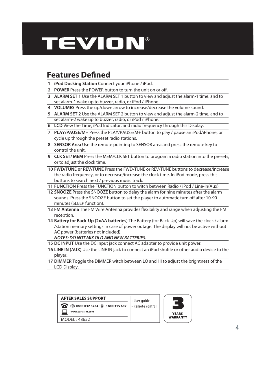 Features defined | Curtis IP320UKT User Manual | Page 6 / 16