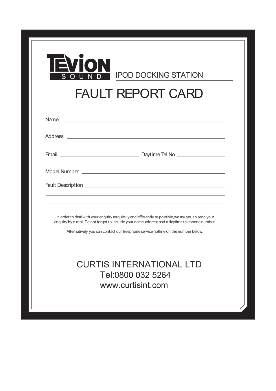 Curtis international ltd tel, Ipod docking station | Curtis IP333UKT User Manual | Page 7 / 7