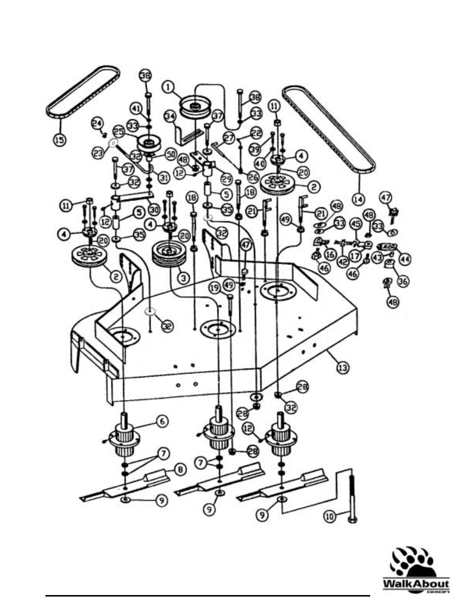 48” front deck assembly | Dixon 36 & 48 User Manual | Page 28 / 44