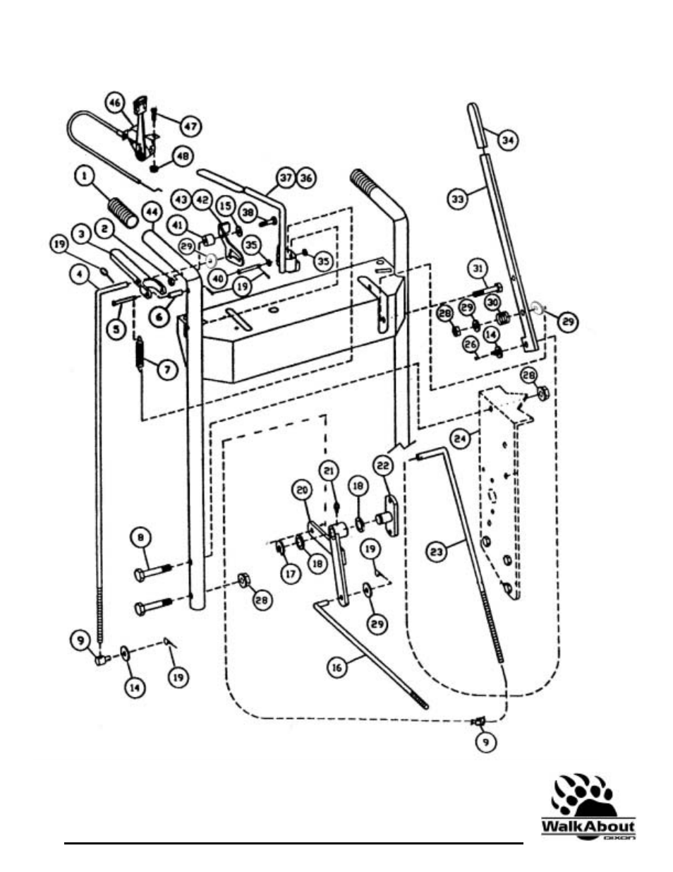 36” & 48” handle control assembly | Dixon 36 & 48 User Manual | Page 36 / 44