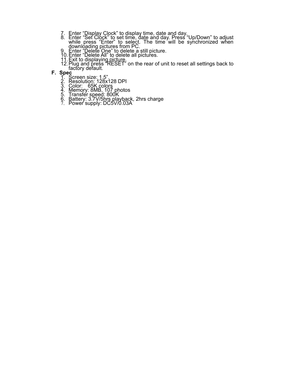 Curtis DPF151 User Manual | Page 2 / 2