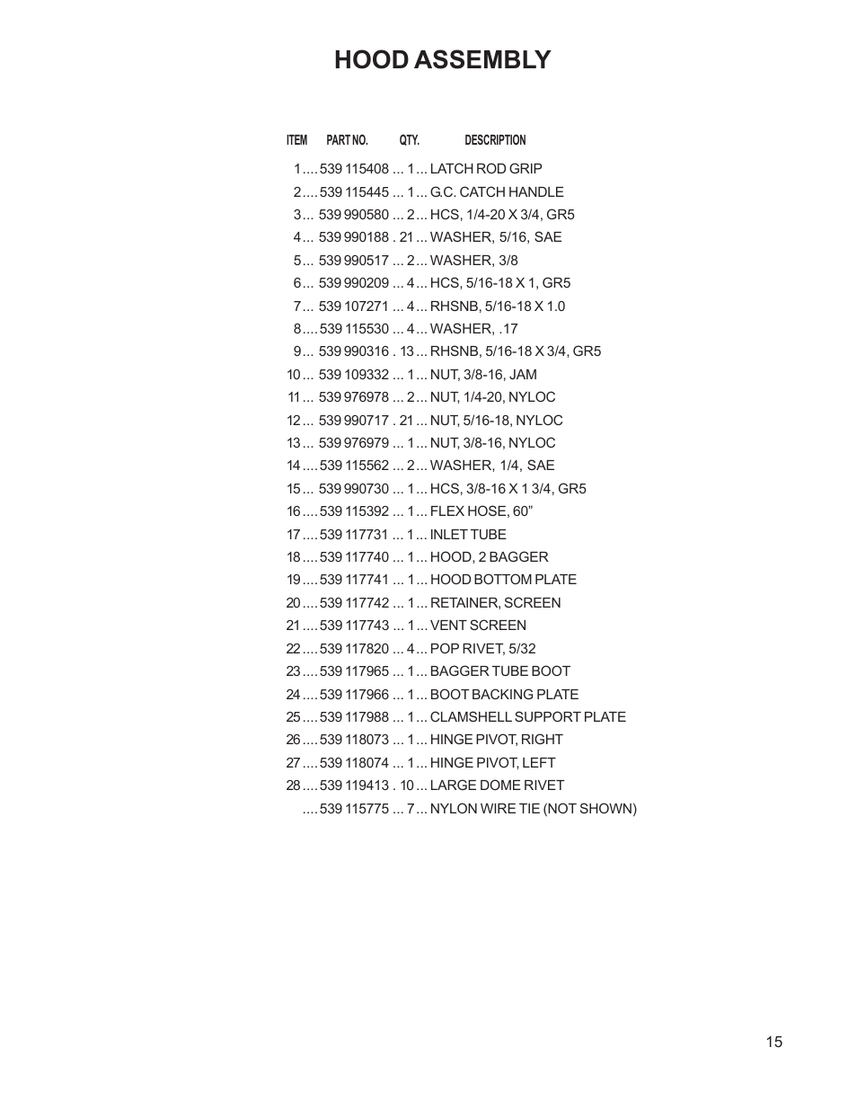 Hood assembly | Dixon 114892-DCR2 User Manual | Page 15 / 24
