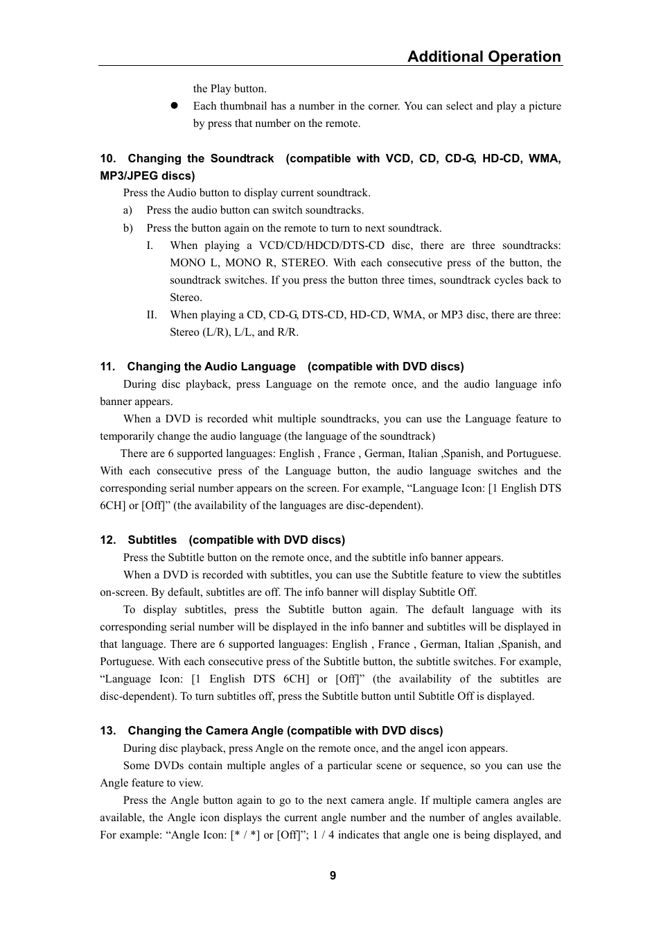 Additional operation | Curtis DVD5028 User Manual | Page 10 / 21