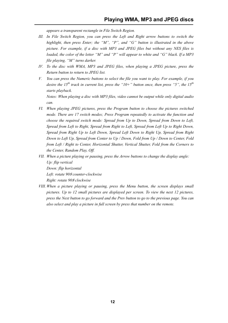 Playing wma, mp3 and jpeg discs | Curtis DVD5028 User Manual | Page 13 / 21