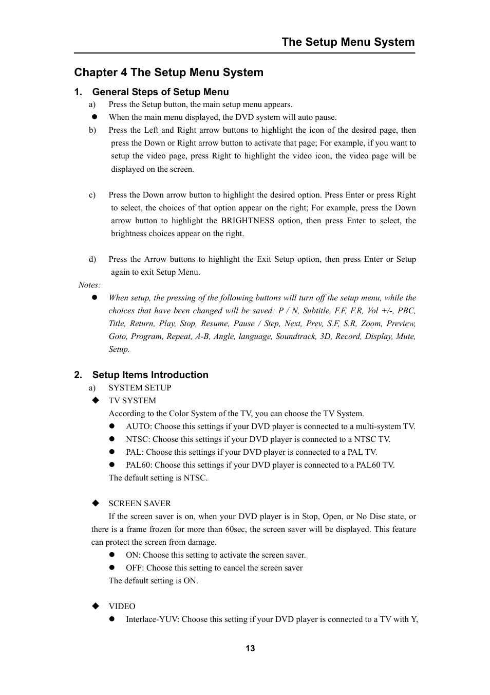 Chapter 4 the setup menu system | Curtis DVD5028 User Manual | Page 14 / 21