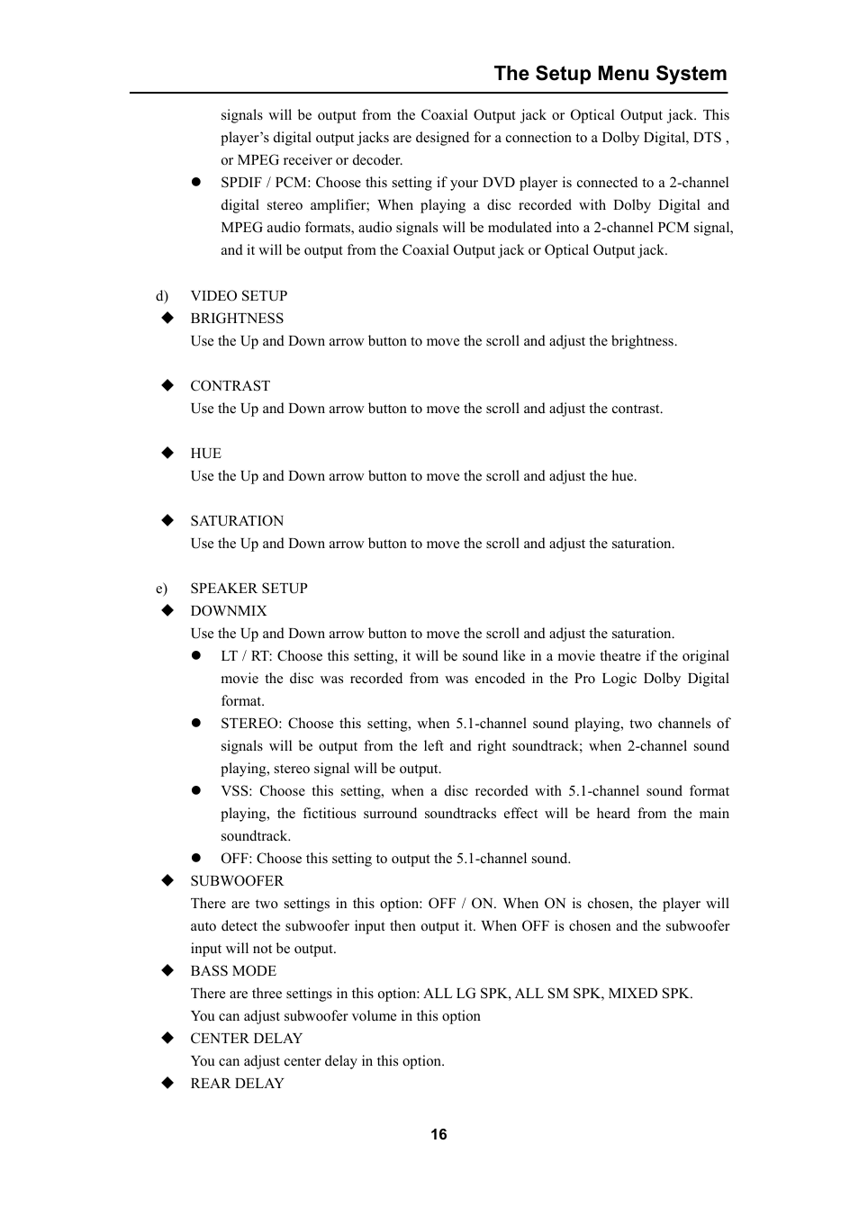 The setup menu system | Curtis DVD5028 User Manual | Page 17 / 21