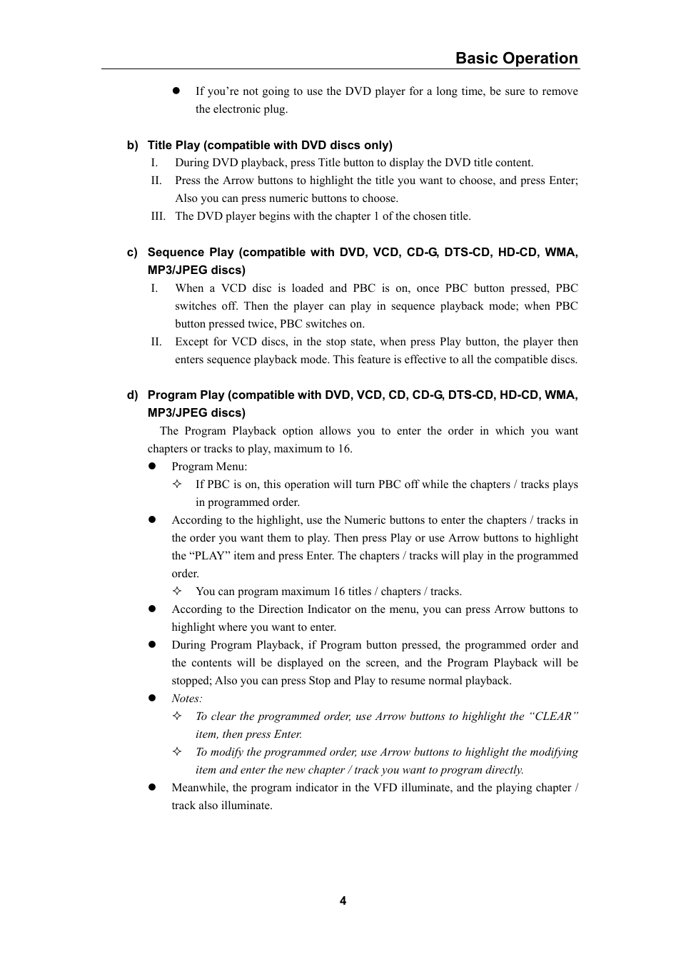 Basic operation | Curtis DVD5028 User Manual | Page 5 / 21
