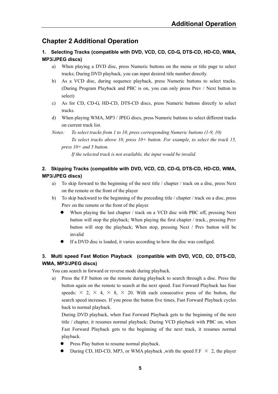 Chapter 2 additional operation, Additional operation | Curtis DVD5028 User Manual | Page 6 / 21