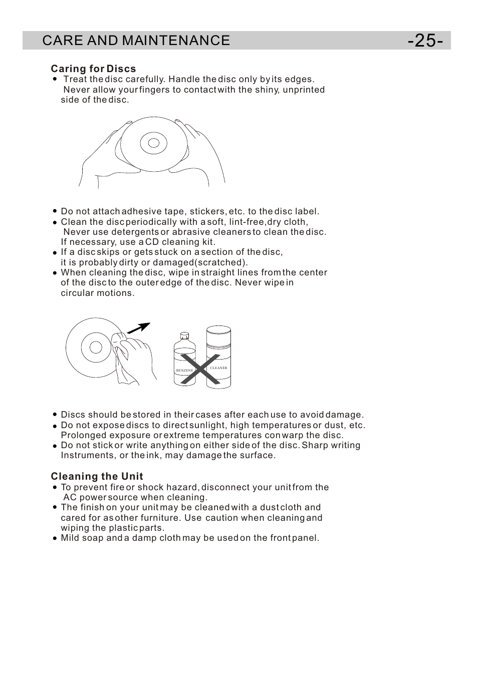 Ò³ãæ 27, Care and maintenance | Curtis DVD5091UK User Manual | Page 27 / 30