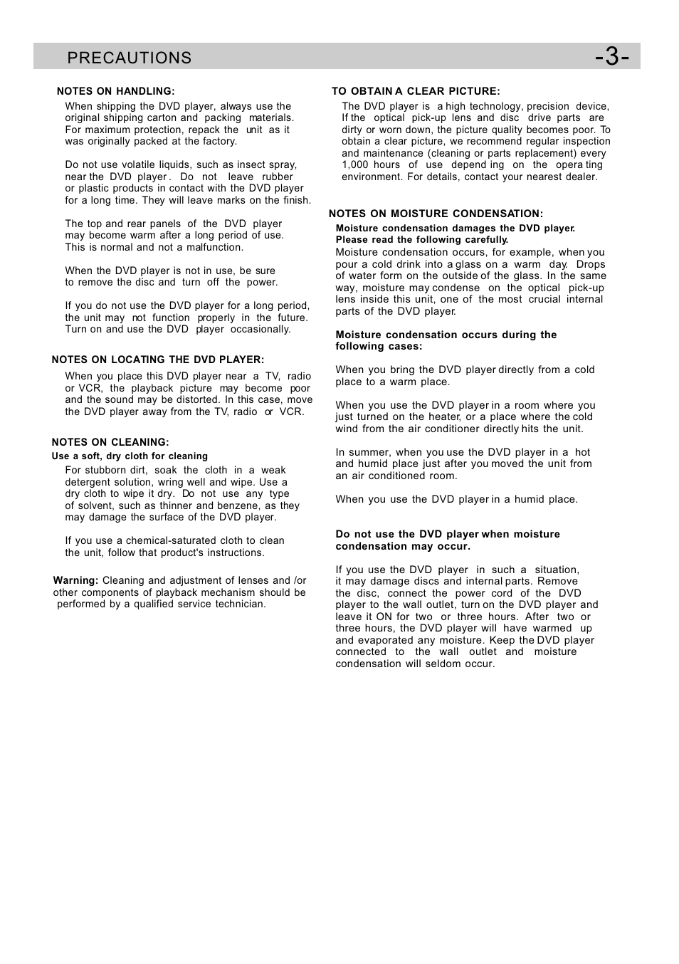 Ò³ãæ 5, Precautions | Curtis DVD5091UK User Manual | Page 5 / 30