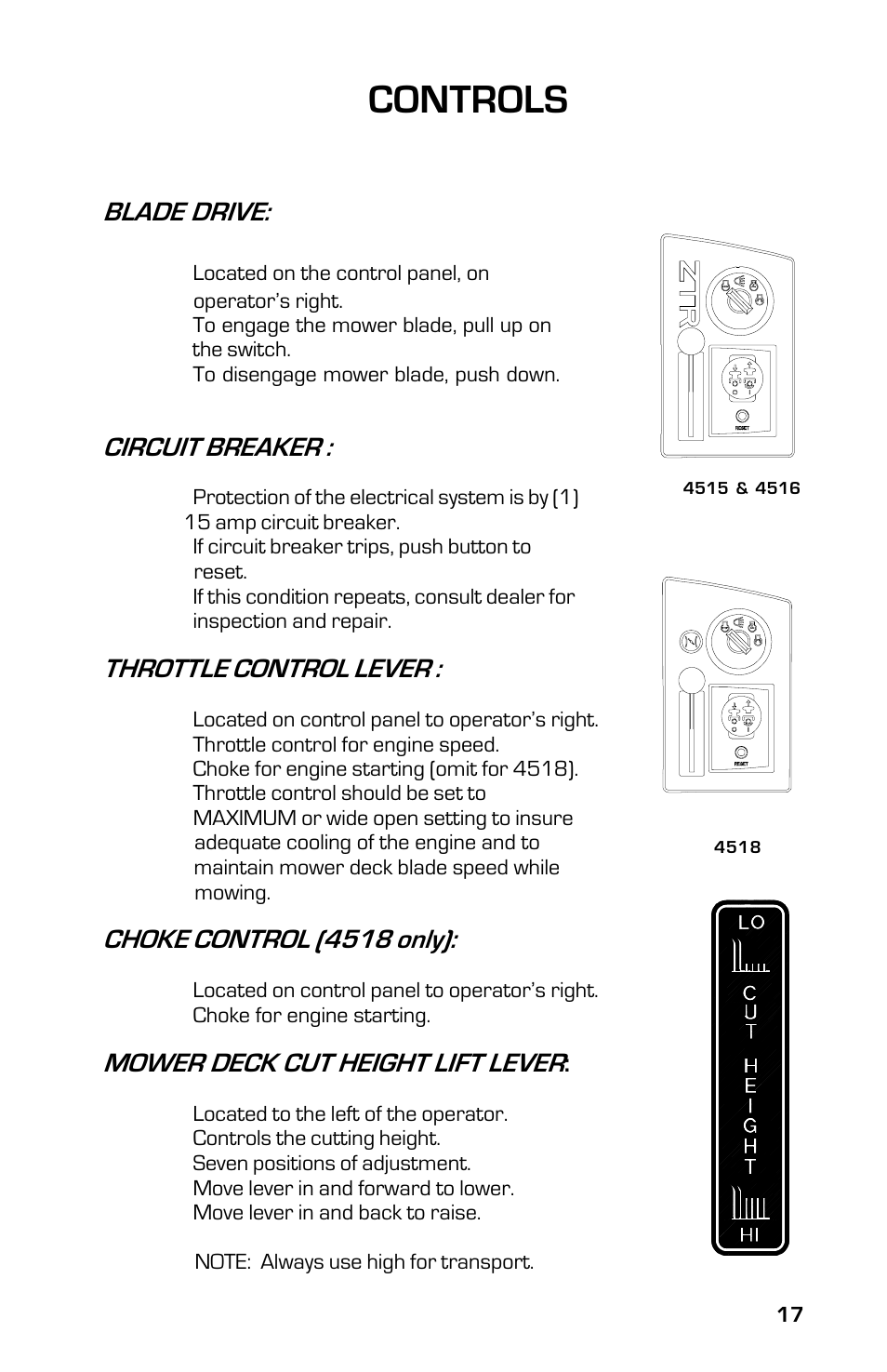 Controls | Dixon 13633-0702 User Manual | Page 17 / 48