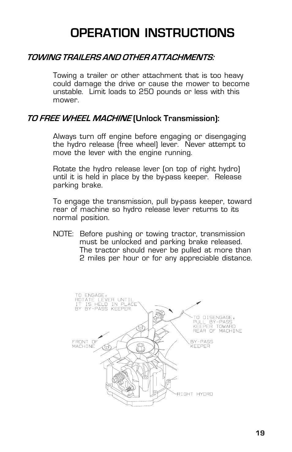 Operation instructions | Dixon 13633-0702 User Manual | Page 19 / 48
