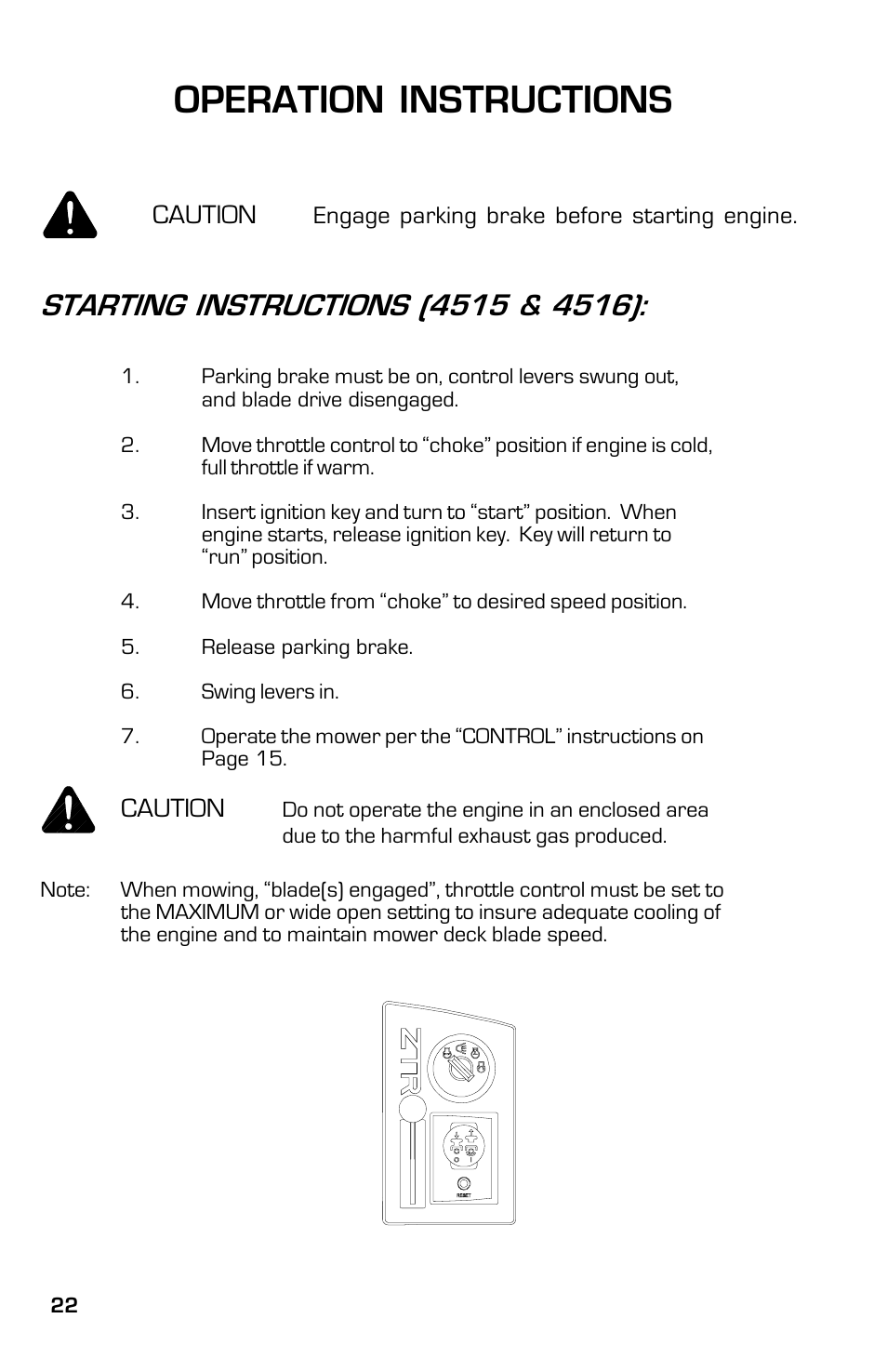 Operation instructions | Dixon 13633-0702 User Manual | Page 22 / 48