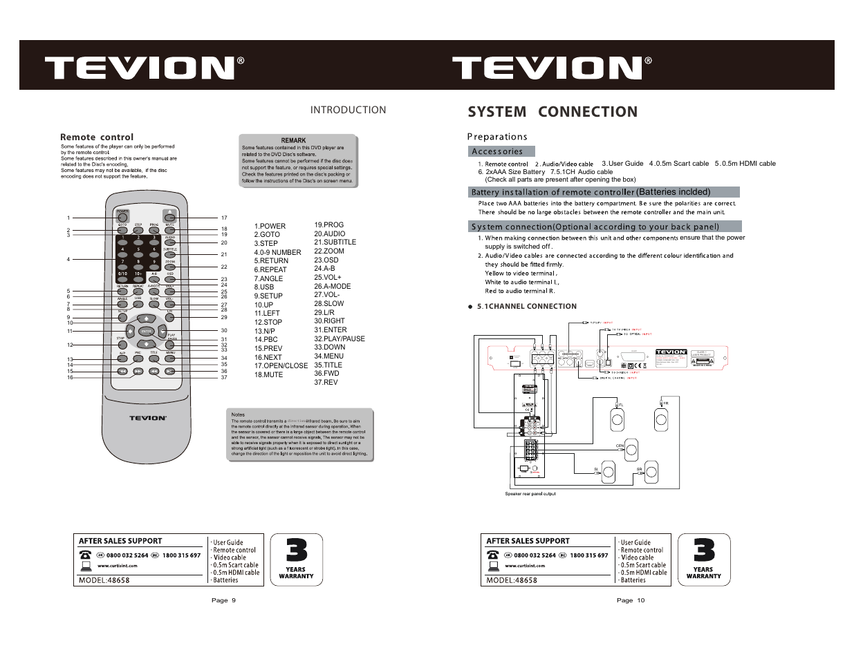 System, Connection, Warning risk of electric shock do not open | Power consumption:15w sr.no.: manufactured, Date | Curtis DVD6083UKT User Manual | Page 6 / 17