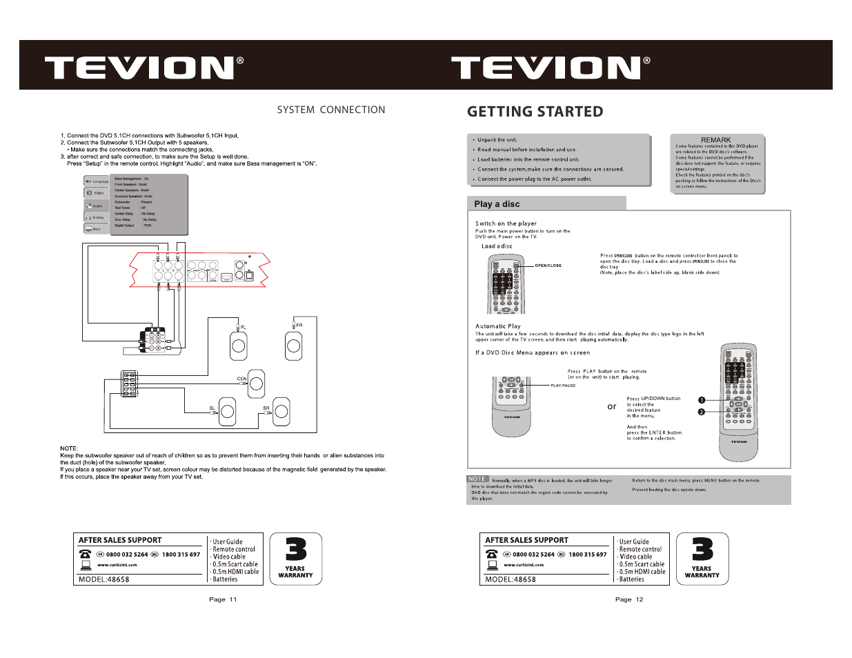 Getting started, Pb/cb, Video l r s-video pr/cr optical | Curtis DVD6083UKT User Manual | Page 7 / 17