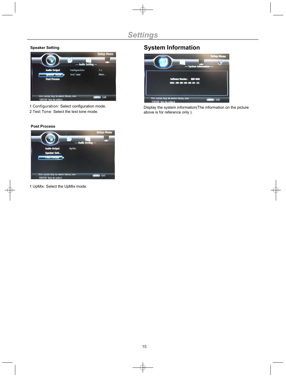 Settings, System information | Curtis DVD8532 User Manual | Page 17 / 21