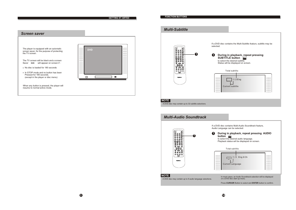Ò³ãæ 13, Multi-subtitle, Multi-audio soundtrack | Curtis DVD1045 User Manual | Page 13 / 15